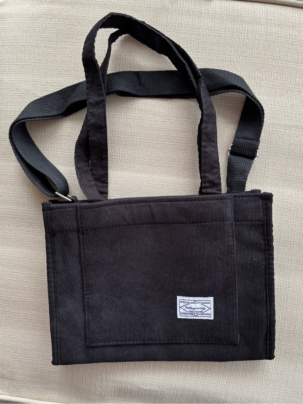 Valleycomfy The Crimie Registered Trademark Black Corduroy Tote
